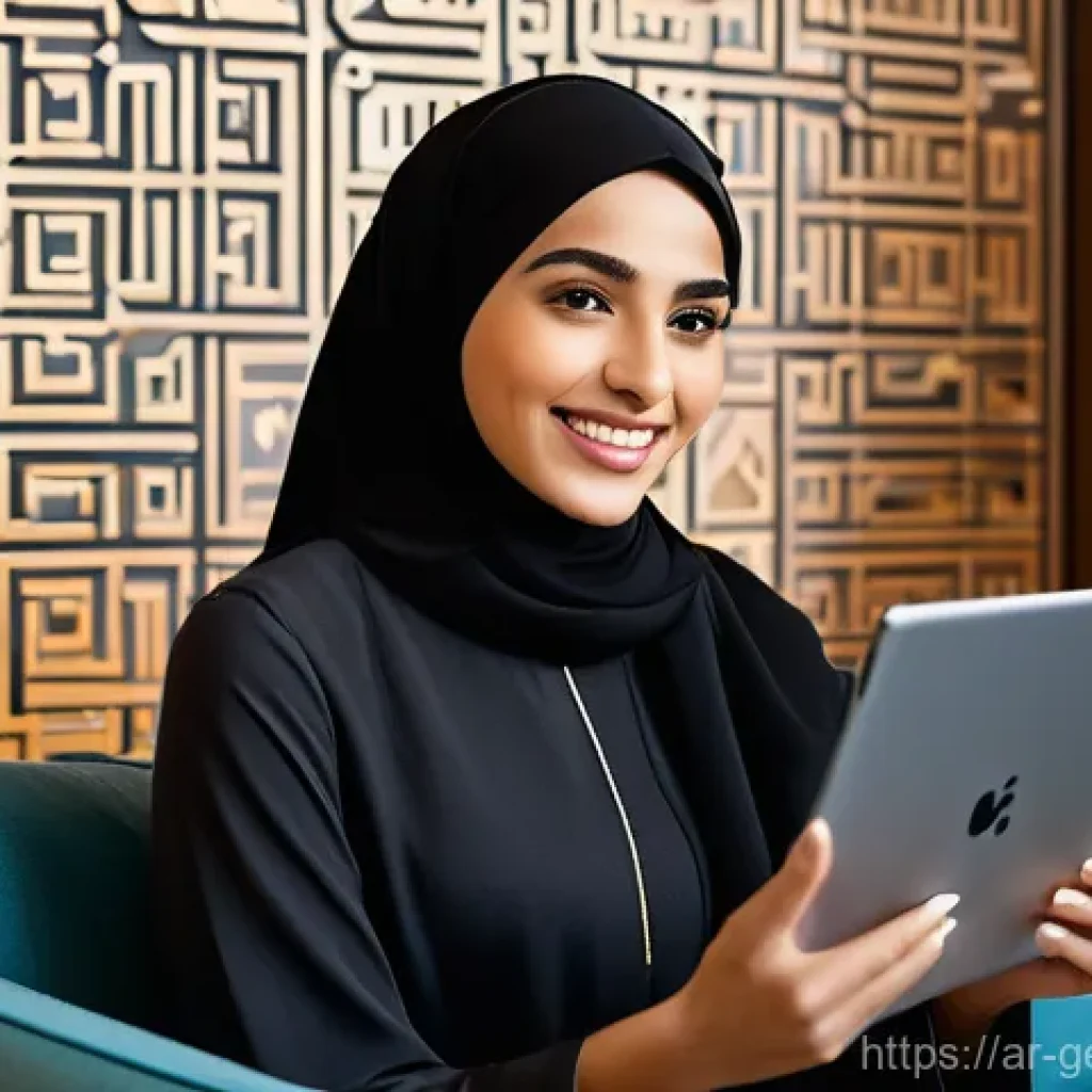 생성형 AI 활용법 고객 서비스 개선하기 - **Prompt: Personalized Customer Service with an AI Assistant in an Arabic Home**
A visually appe...
