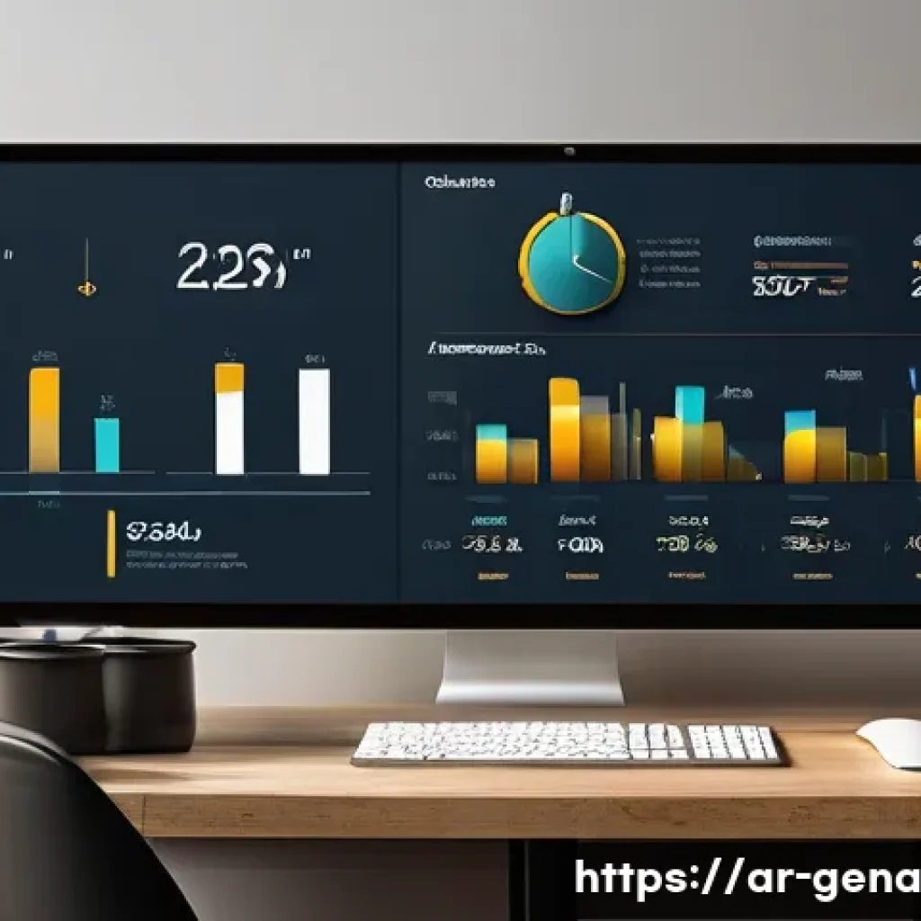 생성형 AI를 이용한 통계 데이터 시각화 - A sophisticated digital dashboard displaying interactive data visualizations tailored for an Arabic-...